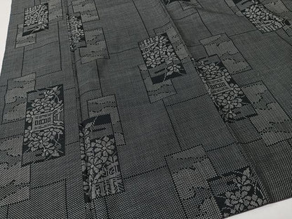 平和屋着物■本場大島紬　7マルキ　色紙重ね草花文　正絹　逸品　CABK0217ua