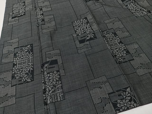 平和屋着物■本場大島紬　7マルキ　色紙重ね草花文　正絹　逸品　CABK0217ua