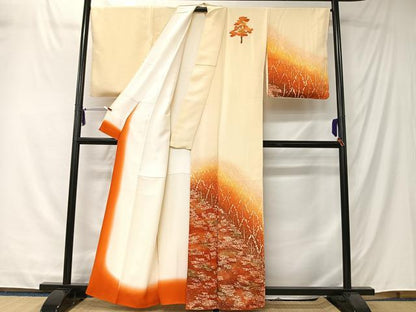 平和屋着物■訪問着　樹林文　たたき染め　正絹　逸品　CABK0224ua