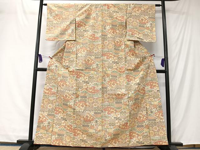 平和屋着物■上質な紬　草花風景文　正絹　逸品　CABK0226ua