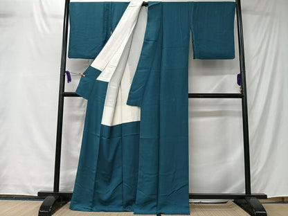平和屋着物■上質な色無地　草花地紋　納戸色　正絹　逸品　CABK0227ua