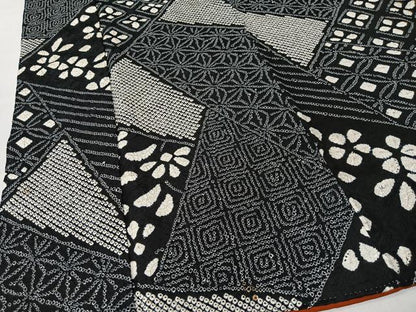 平和屋着物■上質な小紋　絞り　切嵌文様　黒地　正絹　逸品　CABK0230ua