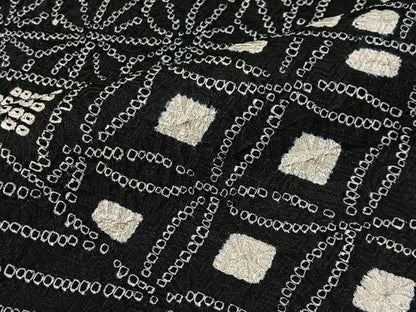 平和屋着物■上質な小紋　絞り　切嵌文様　黒地　正絹　逸品　CABK0230ua