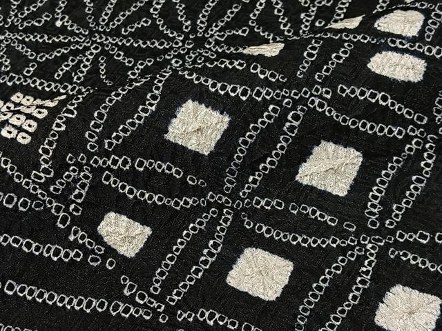 平和屋着物■上質な小紋　絞り　切嵌文様　黒地　正絹　逸品　CABK0230ua