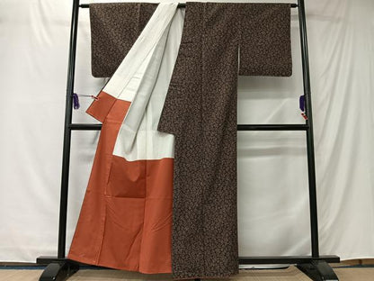 平和屋着物■上質な紬　枝葉文　正絹　逸品　未使用　CABK0231ua