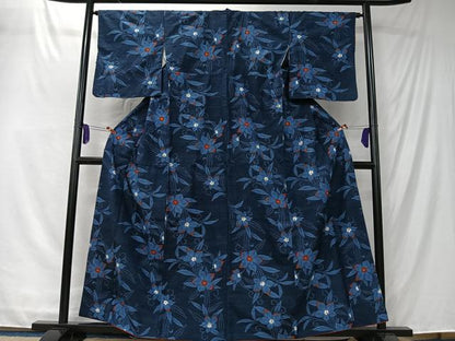 平和屋着物■上質な紬　草花文　正絹　逸品　CABK0235ua