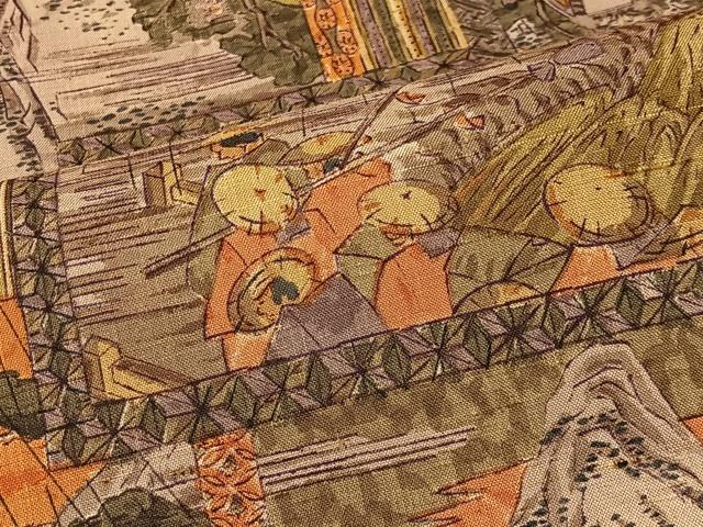 平和屋着物■上質な紬　人物風景文　正絹　逸品　CABK0238ua
