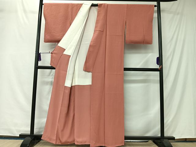 平和屋着物■上質な色無地　薄紅色　鬼しぼ縮緬　正絹　逸品　未使用　CABK0239ua