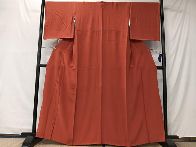 平和屋着物■上質な色無地　赤丹色　正絹　逸品　CABK0241ua