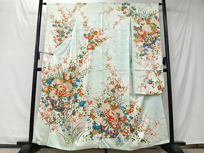 平和屋着物■豪華振袖　駒刺繍　草花文　暈し染め　金彩　正絹　逸品　CABK0243ua