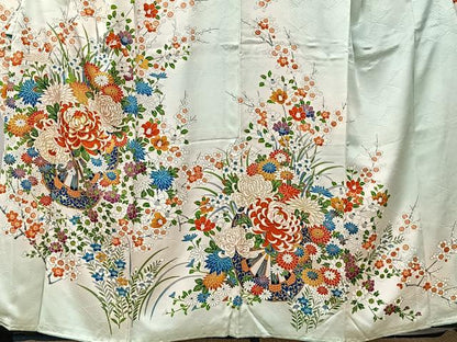 平和屋着物■豪華振袖　駒刺繍　草花文　暈し染め　金彩　正絹　逸品　CABK0243ua