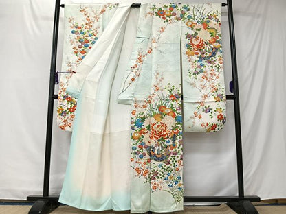 平和屋着物■豪華振袖　駒刺繍　草花文　暈し染め　金彩　正絹　逸品　CABK0243ua