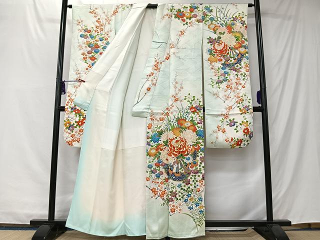 平和屋着物■豪華振袖　駒刺繍　草花文　暈し染め　金彩　正絹　逸品　CABK0243ua
