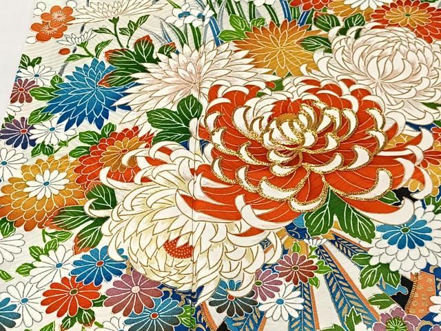 平和屋着物■豪華振袖　駒刺繍　草花文　暈し染め　金彩　正絹　逸品　CABK0243ua
