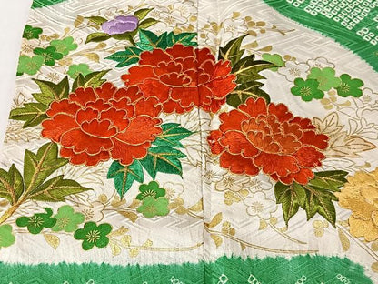 平和屋着物■豪華振袖　駒刺繍　絞り　遠山エ霞草花文　金彩　正絹　逸品　CABK0244ua