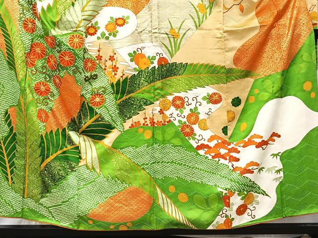 平和屋着物■豪華振袖　駒刺繍　草花文　金彩　正絹　逸品　CABK0251ua
