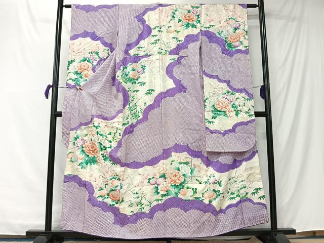 平和屋着物■豪華振袖　駒刺繍　絞り　雲取り草花文　銀彩　やまと誂製　正絹　逸品　CABK0253ua