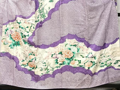 平和屋着物■豪華振袖　駒刺繍　絞り　雲取り草花文　銀彩　やまと誂製　正絹　逸品　CABK0253ua