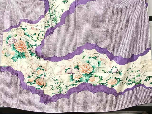 平和屋着物■豪華振袖　駒刺繍　絞り　雲取り草花文　銀彩　やまと誂製　正絹　逸品　CABK0253ua