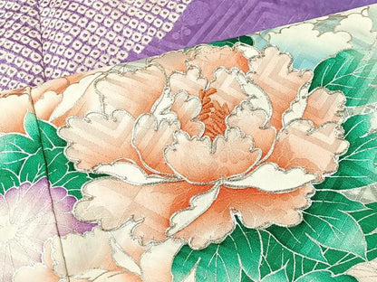平和屋着物■豪華振袖　駒刺繍　絞り　雲取り草花文　銀彩　やまと誂製　正絹　逸品　CABK0253ua