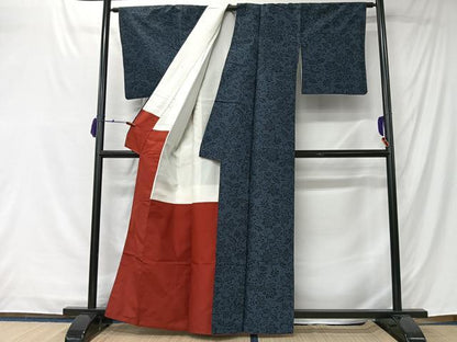 平和屋着物■上質な紬　花唐草文　正絹　逸品　CABK0255ua