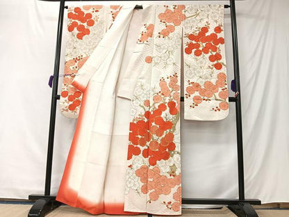 平和屋着物■豪華振袖　駒刺繍　枝梅文　金彩　正絹　逸品　CABK0261ua