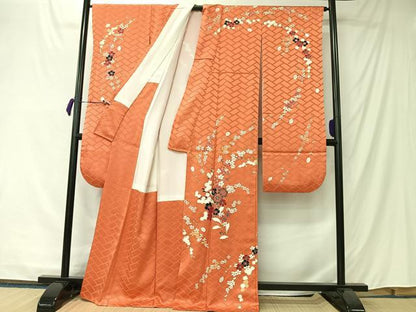 平和屋着物■豪華振袖　刺繍　草花文　金糸　正絹　逸品　CABK0264ua