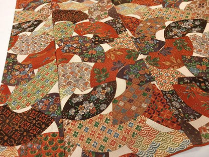 平和屋着物■上質な小紋　地紙草花文　鬼しぼ縮緬　正絹　逸品　未使用　CABK0270ua