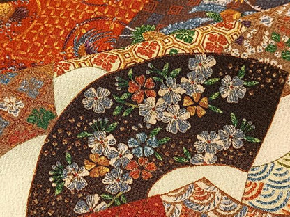 平和屋着物■上質な小紋　地紙草花文　鬼しぼ縮緬　正絹　逸品　未使用　CABK0270ua