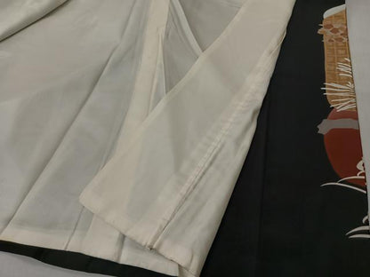 平和屋着物■豪華黒留袖　刺繍　飛鶴松文　暈し染め　金彩　正絹　逸品　CABK0272ua