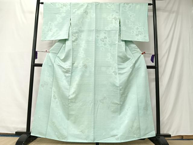 平和屋着物■上質な小紋　寿光織　絞り　舞花文　金糸　正絹　逸品　CABK0278ua