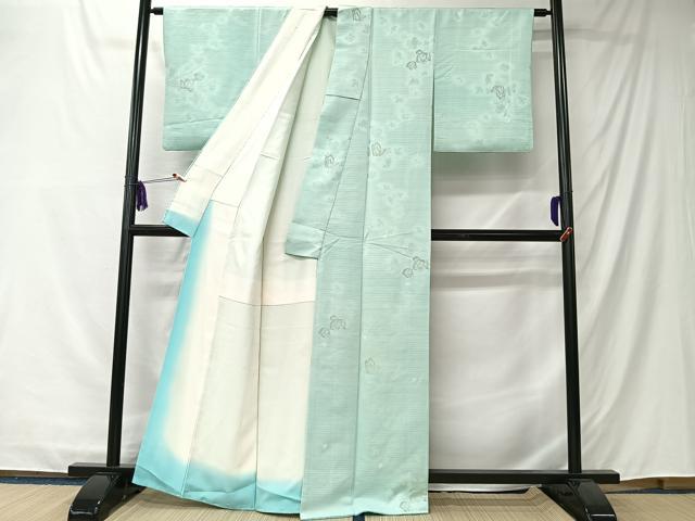 平和屋着物■上質な小紋　寿光織　絞り　舞花文　金糸　正絹　逸品　CABK0278ua
