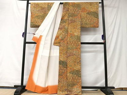 平和屋着物■上質な小紋　雲取り草花文　正絹　逸品　CABK0281ua