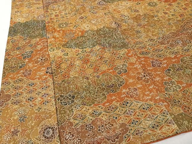 平和屋着物■上質な小紋　雲取り草花文　正絹　逸品　CABK0281ua