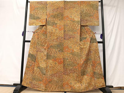 平和屋着物■上質な小紋　雲取り草花文　正絹　逸品　CABK0281ua
