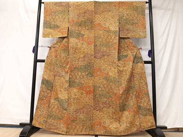平和屋着物■上質な小紋　雲取り草花文　正絹　逸品　CABK0281ua