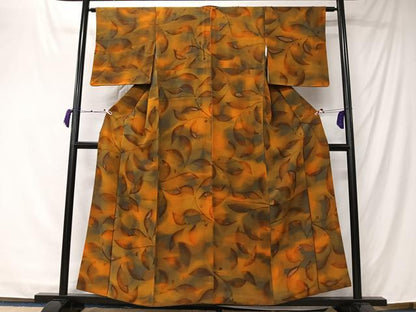 平和屋着物■上質な小紋　枝葉文　暈し染め　正絹　逸品　CABK0292ua