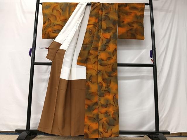 平和屋着物■上質な小紋　枝葉文　暈し染め　正絹　逸品　CABK0292ua