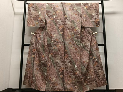 平和屋着物■上質な小紋　草花文　金彩　正絹　逸品　CABK0293ua