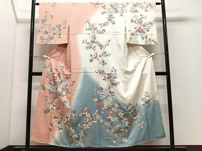 平和屋着物■訪問着　枝花文　暈し染め　金彩　正絹　逸品　CABK0294ua
