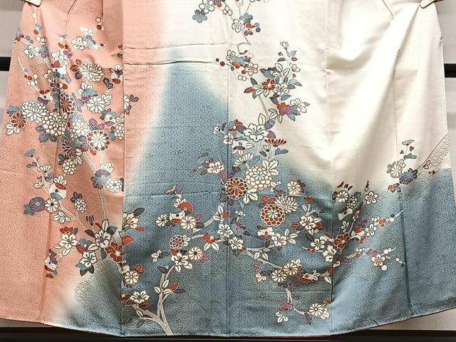 平和屋着物■訪問着　枝花文　暈し染め　金彩　正絹　逸品　CABK0294ua