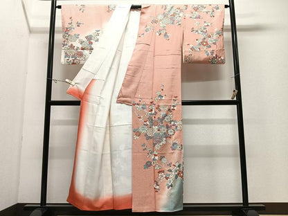 平和屋着物■訪問着　枝花文　暈し染め　金彩　正絹　逸品　CABK0294ua