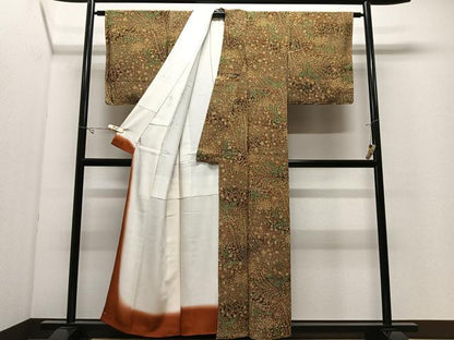 平和屋着物■上質な小紋　草花文　暈し染め　鬼しぼ縮緬　正絹　逸品　未使用　CABK0295ua