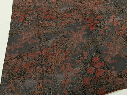 平和屋着物■上質な小紋　御所車草花文　金彩　正絹　逸品　CABK0296ua