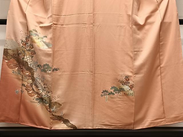 平和屋着物■訪問着　雲取り草花文　暈し染め　金銀彩　正絹　逸品　CABK0298ua