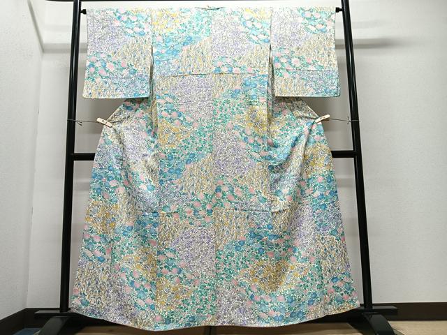 平和屋着物■上質な小紋　草花文　正絹　逸品　CABK0301ua