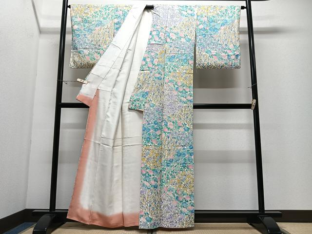 平和屋着物■上質な小紋　草花文　正絹　逸品　CABK0301ua