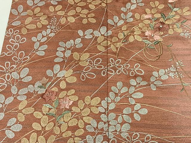 平和屋着物■訪問着　刺繍　草花文　暈し染め　金銀彩　正絹　逸品　CABK0302ua