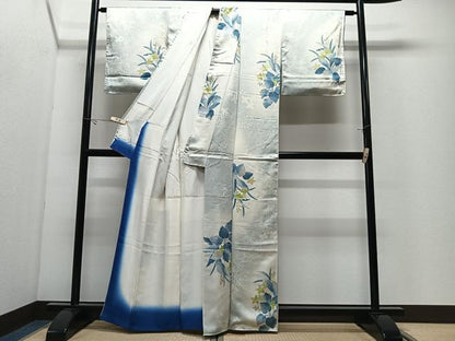 平和屋着物■上質な小紋　草花文　暈し染め　正絹　逸品　CABK0307ua