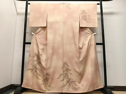 平和屋着物■訪問着　手描き　樹林文　暈し染め　金彩　正絹　逸品　CABK0311ua